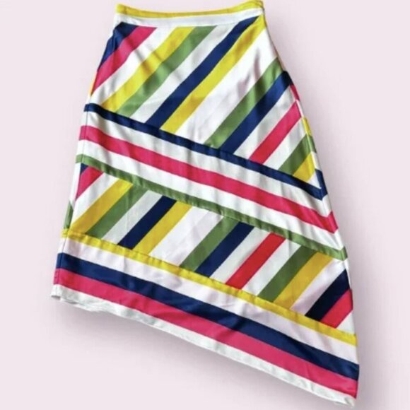 ANTHROPOLOGIE Asymmetrical Satin Striped Skirt - Size 2 - Picture 1 of 7